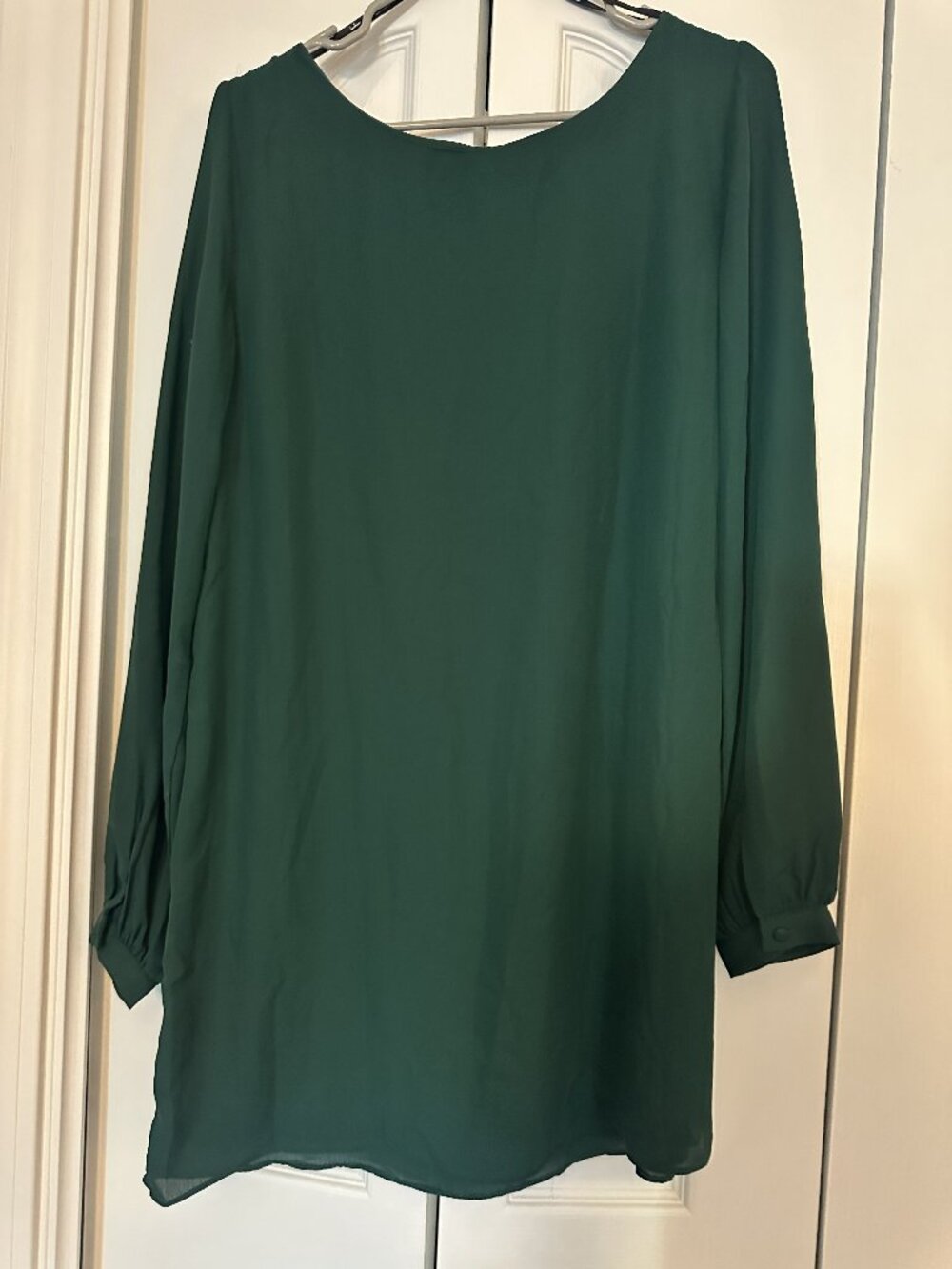 Lulus Hunter Green Long Sleeve Shift dress